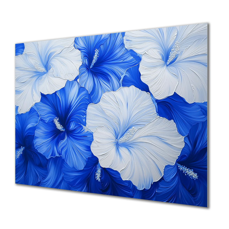 Velours bleu Hibiscus Dream II - décoration murale florale en métal, impression sur métal Hibiscus