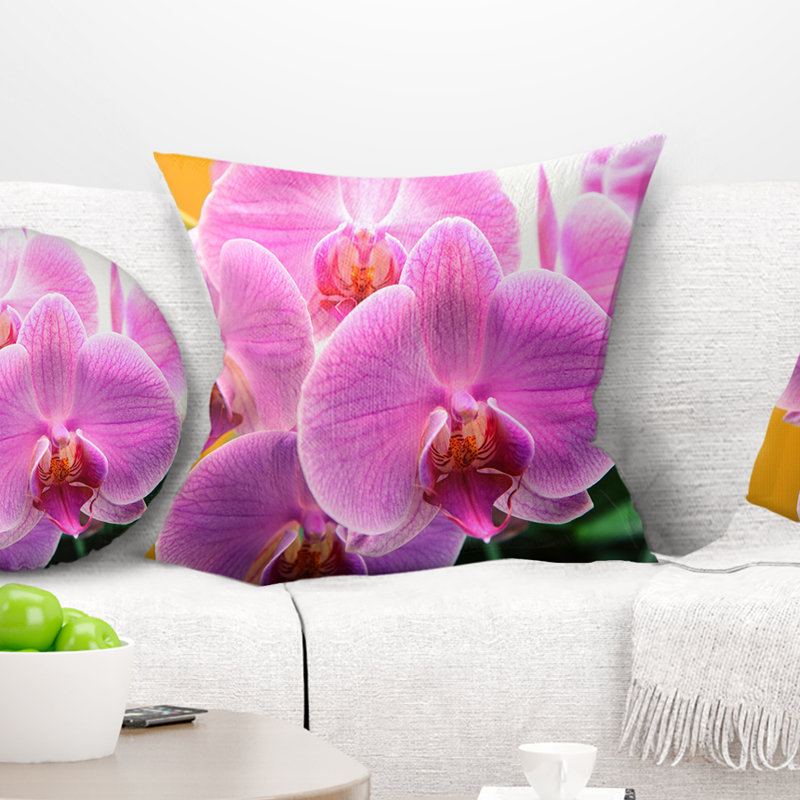 Coussin magnifique fleur d’orchidées, 16 po x 1 po, Coussin décoratif