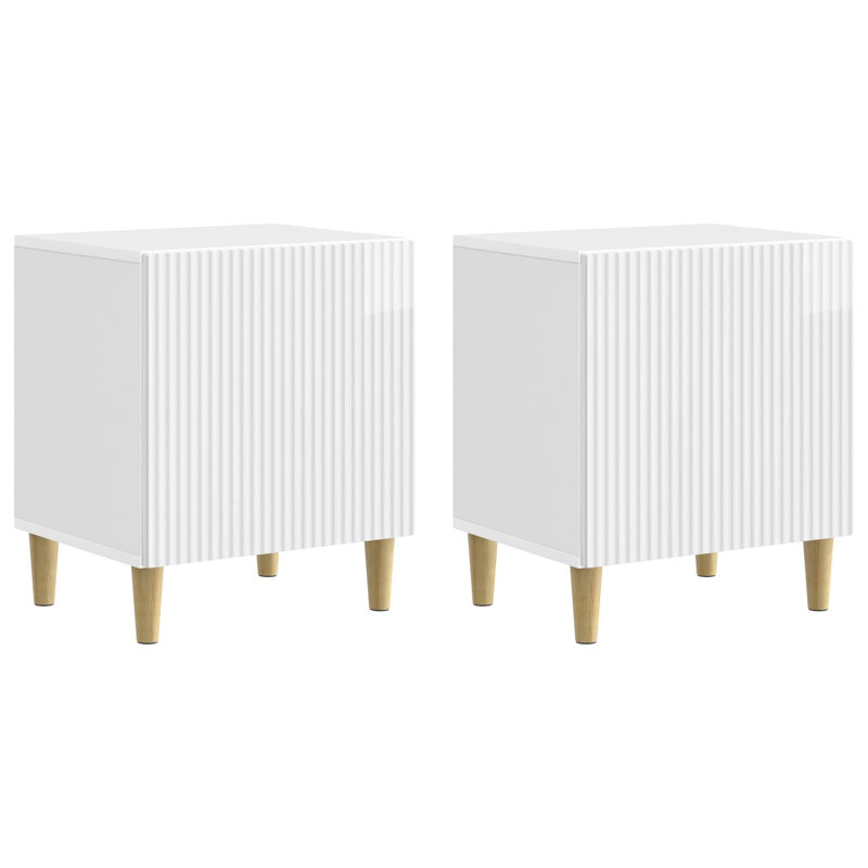43cm W Manufactured Wood Bedside Table, High Gloss White