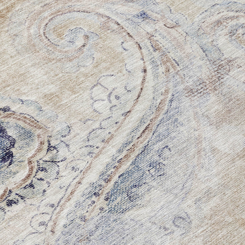 Machine Washable Indoor/Outdoor Chantille ACN2747 Paisley Rug, 3' x 5', Beige