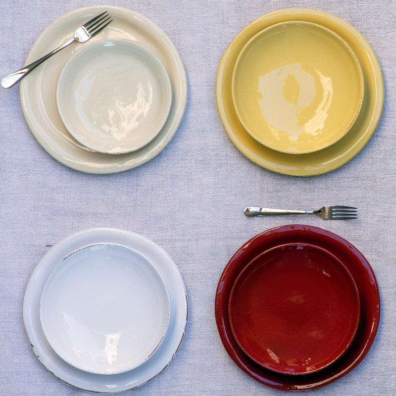 Cucina Fresca Handmade Terracotta Dinner Plate, Bianco