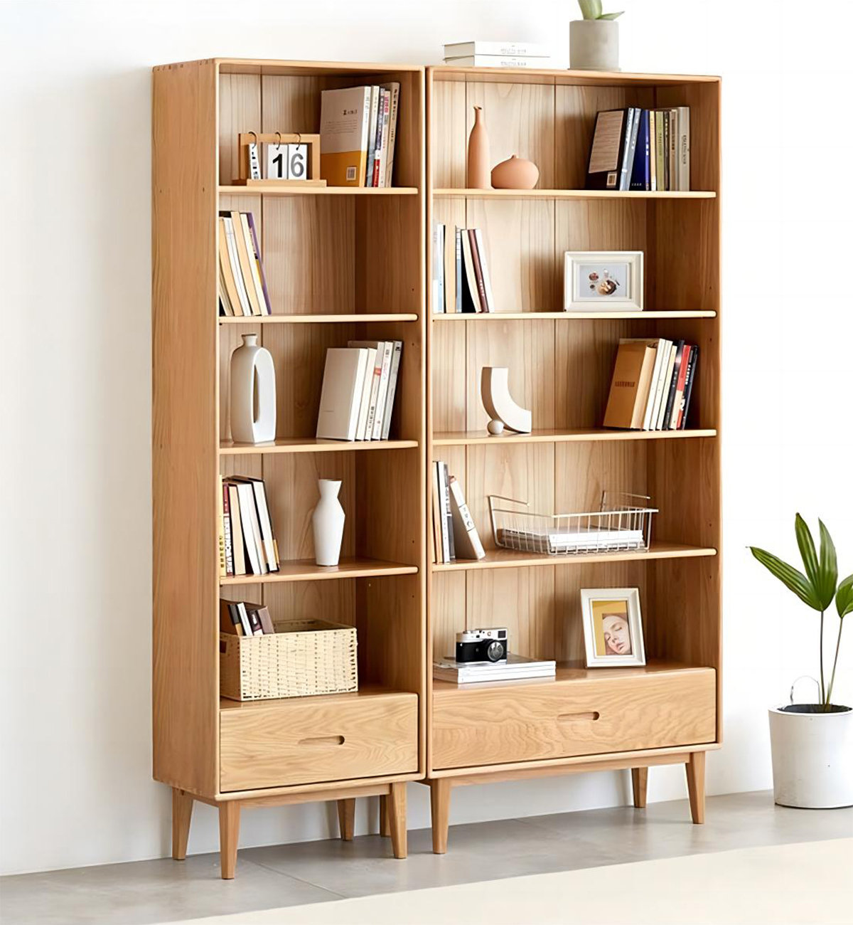 George Oliver All Solid Wood Modern Minimalist Wall-Mounted Bookshelf ...