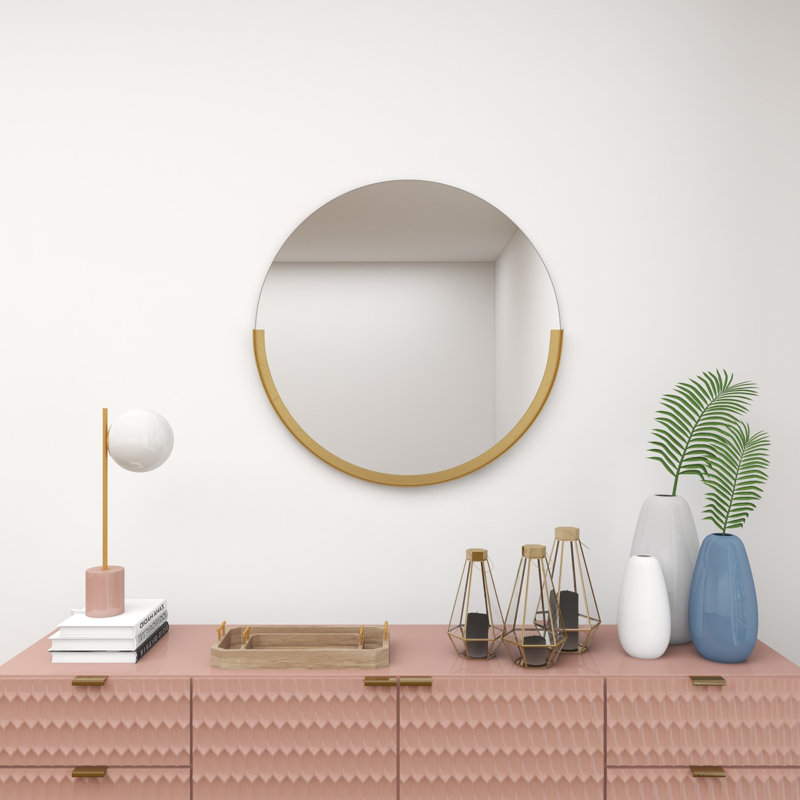Miroir mural en bois doré avec cadre mince, 30 po x 30 po
