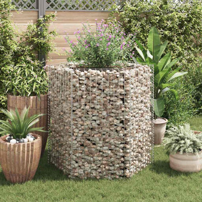 Gabion Raised Bed Silver Galvanized Steel 39.4" x 35.4" x 39.4" Garden Planter Outdoor