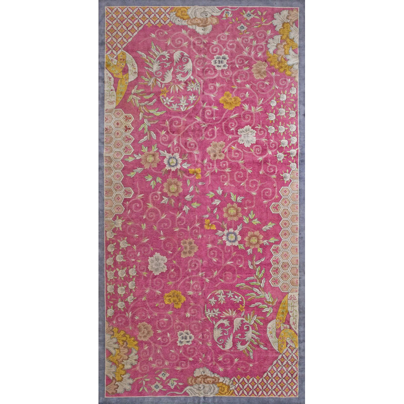 Hand Knotted Wool Area Rug in Pink