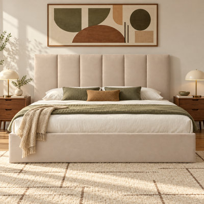 Coletti Hydraulic Lift Up Storage Upholstered Platform Bed