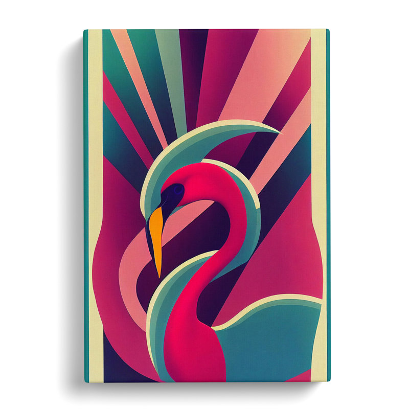 Modern Flamingo Abstract - Wrapped Canvas, 50cm H x 35cm W x 3cm D