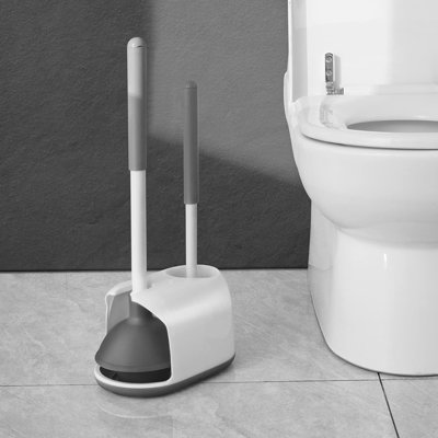 Toilet Plunger And Brush, 2 In 1 Toilet Bowl Brush Plunger Set With Holder, Bathroom Cleaning Tools Combo With Caddy Stand (White) -  Shimano, MTSB098QMBJFT