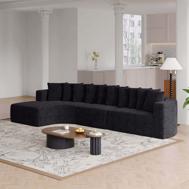 Ensemble de canapé modulaire en chenille, canapé incurvé moderne en forme de nuage, comprend 10 coussins, canapé d'angle en tissu de salon, canapé modulaire en L (méridienne gauche)