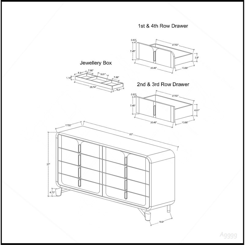 Commode Nora, 37 cm H x 63 cm W x 17.52 cm D