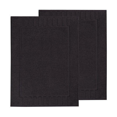 100% Cotton Thick Geometric Border Washable Bath Mats 