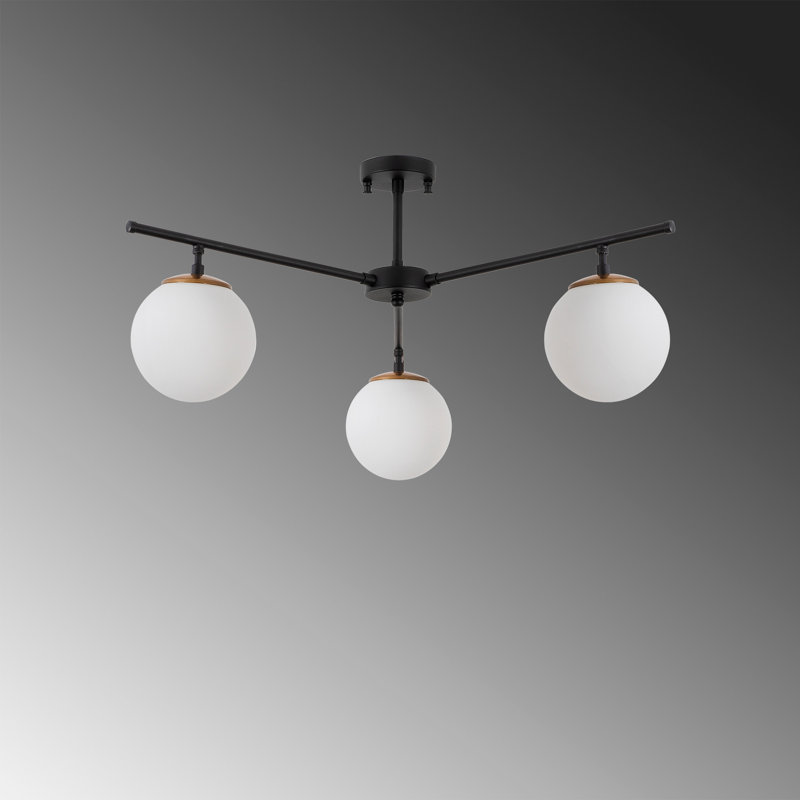 Rithland 3 - Light Sputnik Chandelier, 15.35cm H x 15.35cm W x 27.56cm D, White, Black