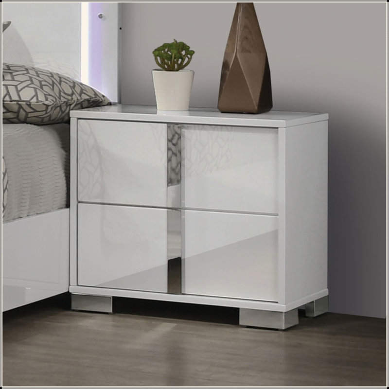 Table de chevet contemporaine classique 1pc, Blanc