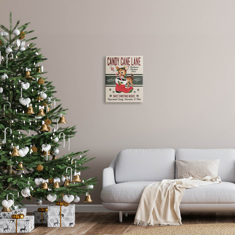 «Candy Cane Lane», art mural rétro sur toile par Jo Moulton, H 20 po x l 16 po x P 1,5 po