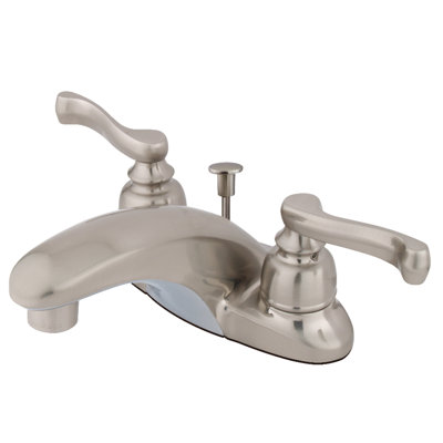 Kingston Brass Royale Two-Handle 3-Hole Deck Mount 4" Centerset Bathroom Faucet with Plastic Pop-Up