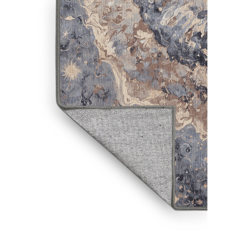 Machine Washable Gray Area Rug, Rectangle 7' x 9'