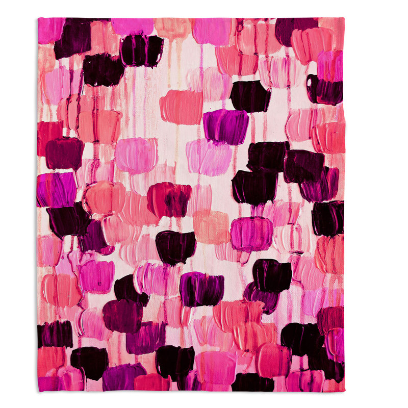 Couverture en sherpa doux de couleur rose fleur, l 68 po x L 80 po