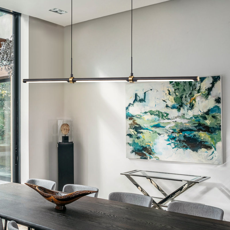 Luminaire suspendu pour îlot de cuisine à 3 lumières DEL noir mat Ailah, Noir mat