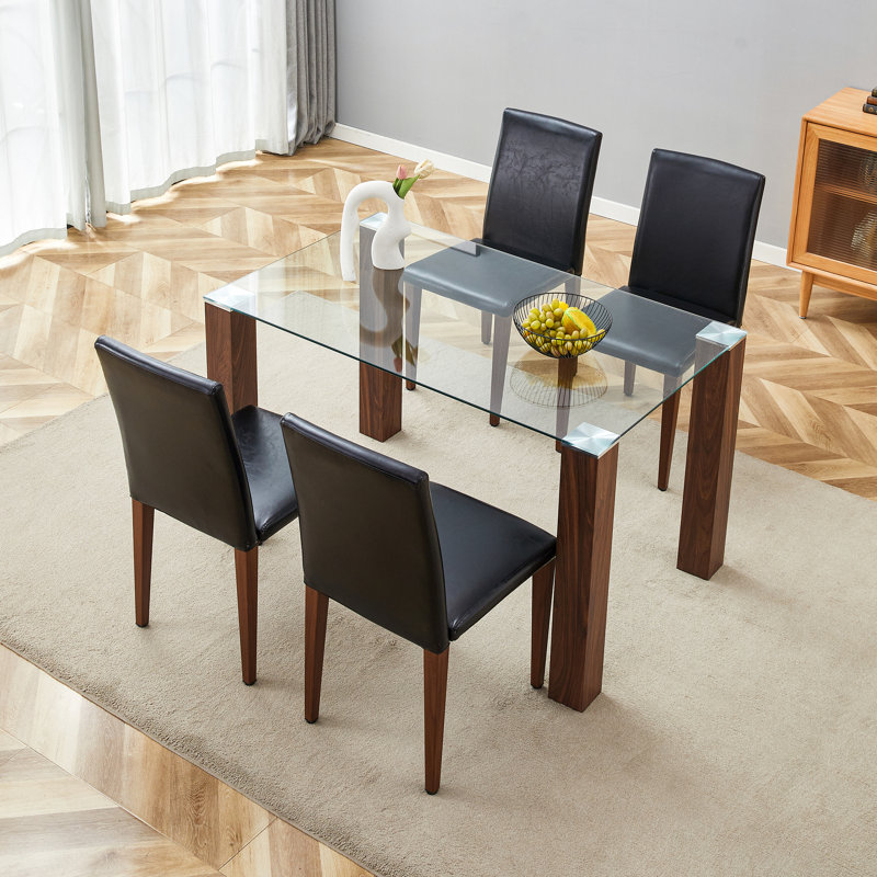 Ensemble de table de salle à manger en bois, Noyer, 5