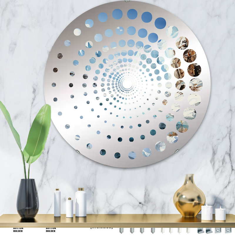 Spiral Dot Decorative Mirror, 31.4" x 31.4", Island Glacier Charm In Winter I