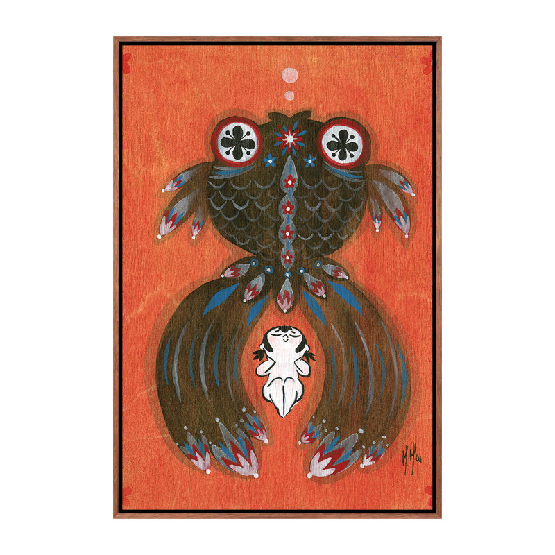 «Folk Blessings - Goldfish» par Martin Hsu - reproduction d'art, Pas de tapis, Toile avec cadre en bois classique