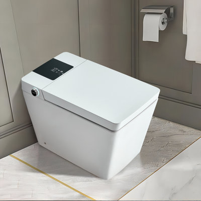 HUCI Intelligent 1.28 Gallons GPF Elongated Comfort Height Floor Mounted Bidet Toilet (Seat Included)