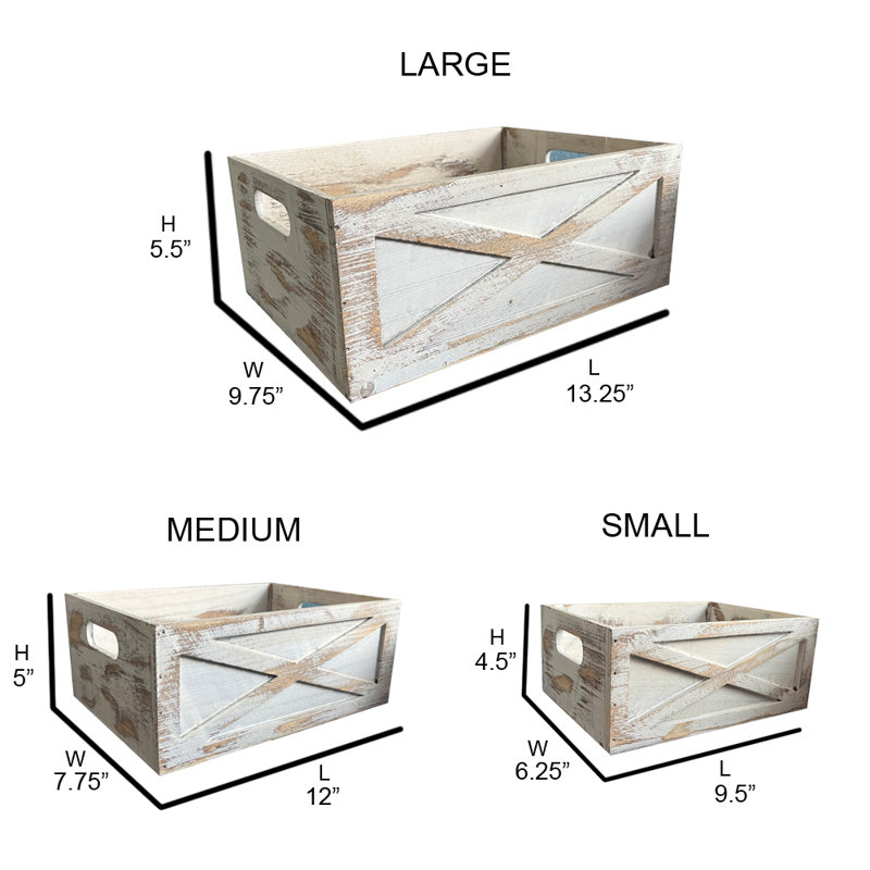Caisses de rangement en bois Limnia, Blanc