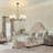 36”w Classic Chandelier With White Linen Shades-360983147