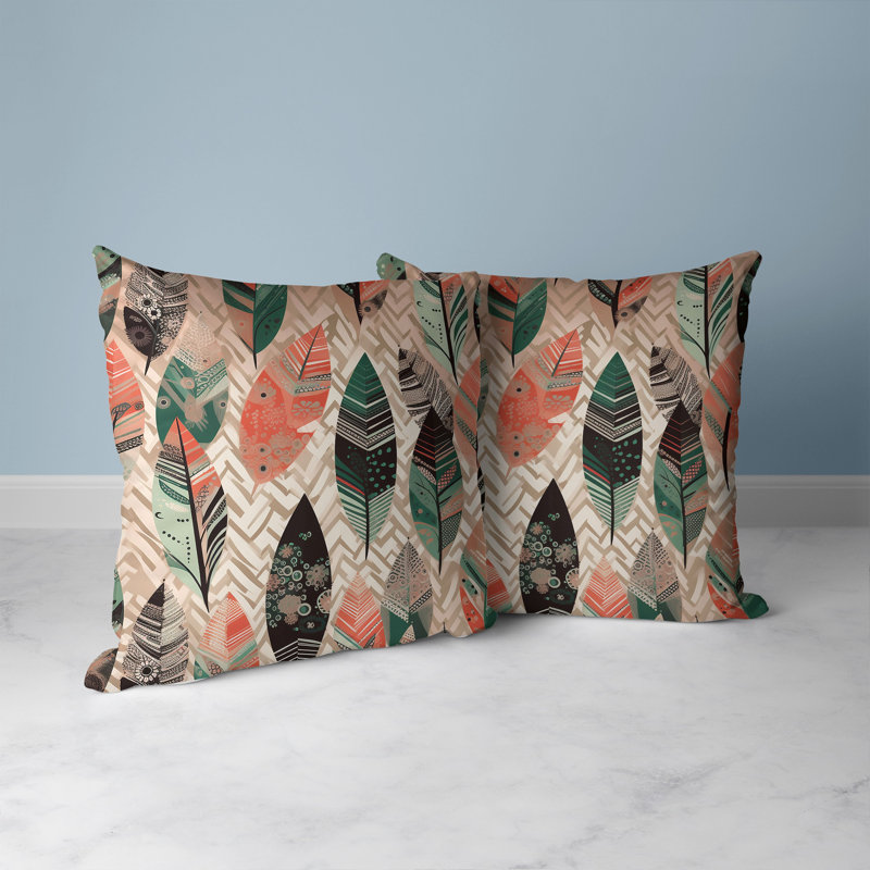 Green and Pink Faux Suede Floral Reversible Throw Pillow, 20" x 20"