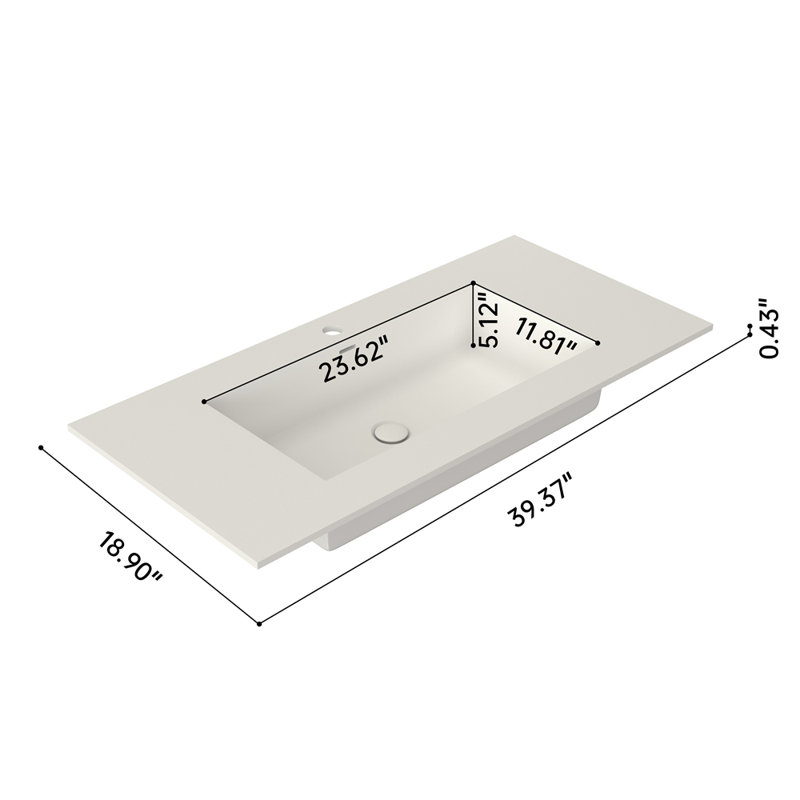 Lavabo de salle de bain en résine de pierre durable avec surface résistante aux égratignures et design moderne