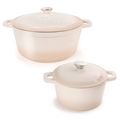 BergHOFF Neo 4 Piece Cast Iron Cookware Set with 3Qt Covered Dutch Oven and 7Qt Covered Stockpot
