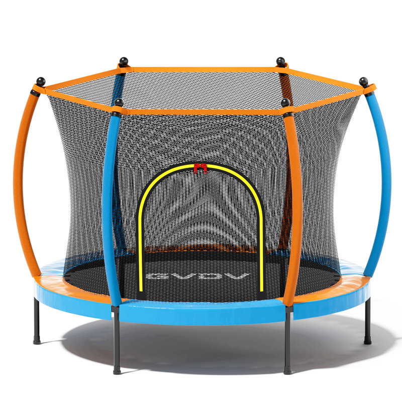 Trampoline pour enfants GVDV 55 po, mini trampoline pour tout-petits avec enceinte, Bleu / Orange