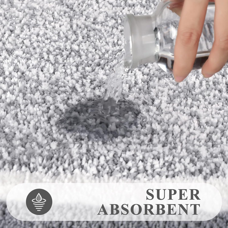 Ultra Soft 3-Piece Set Rectangle Bath Rug, Light Grey