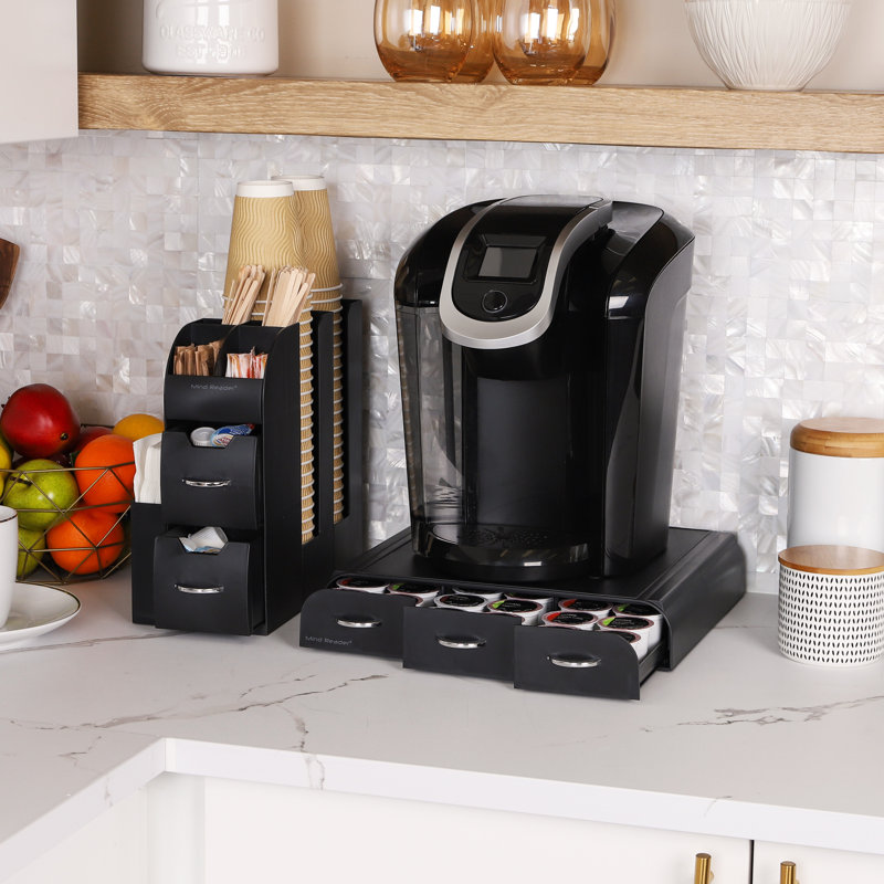 Ensemble tiroir à dosettes et tasse à condiments Mind Reader, capacité de 36 dosettes, 2 pièces, noir