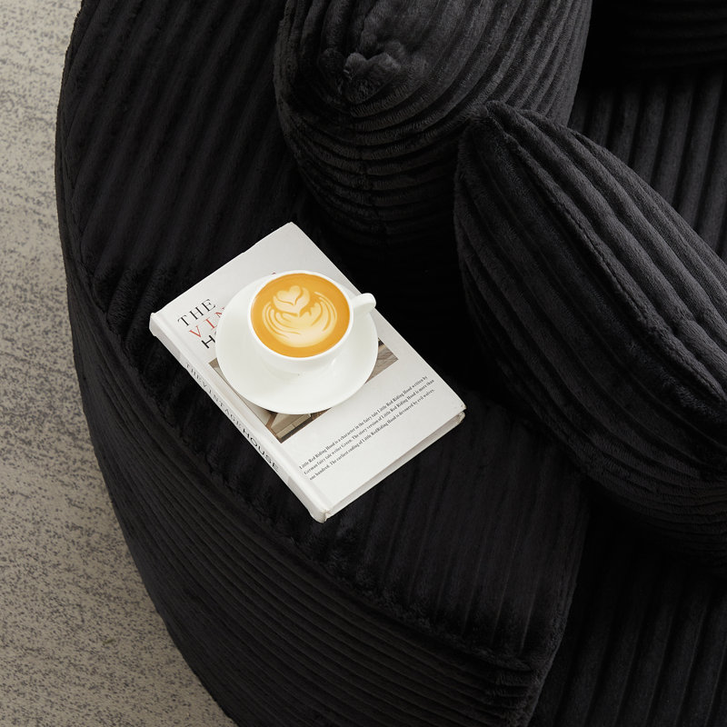 Chaises d'appoint surdimensionnées, salon moderne en velours côtelé noir pour la maison