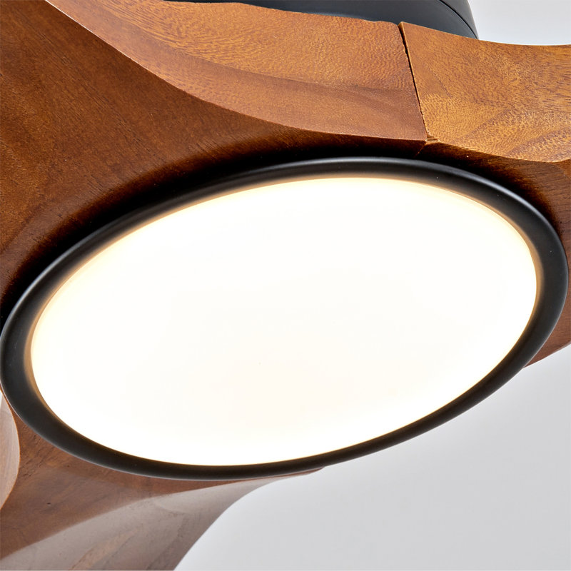 Nouveau ventilateur de plafond en bois 52 pouces avec 3 pales en bois massif, télécommande et moteur à courant continu pour le salon