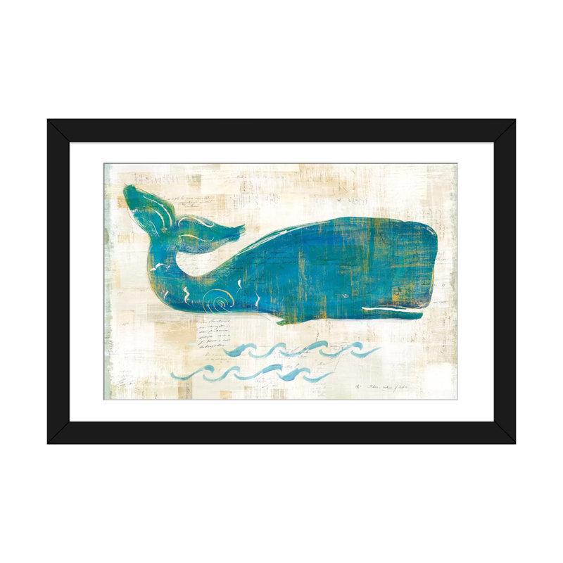 «On the Waves I» par Sue Schlabach, impression sur toile tendue, H 24 po x l 32 po x P 1 po, Papier beaux-arts encadré noir