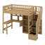Lit mezzanine en bois avec bureau intégré, DEL, tablettes de rangement, armoires et escalier-1560349228