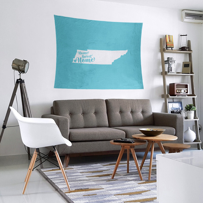 Tapisserie Home Sweet Memphis, H 68 po x l 80 po, Bleu sarcelle