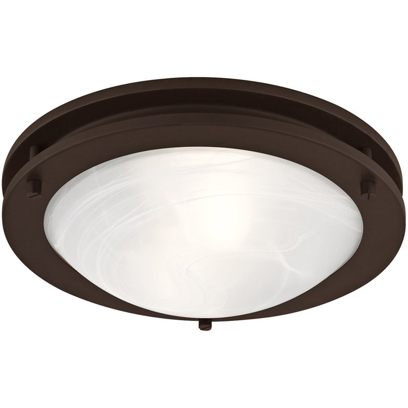 Glass Flush Mount, 3.5" H x 11" W x 11" D, Bronze