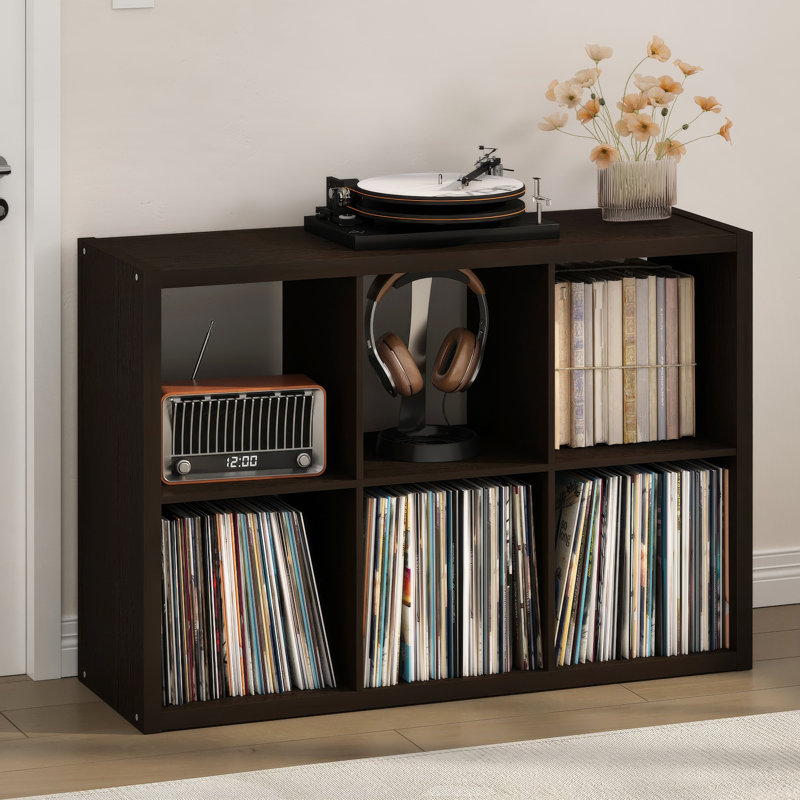 Tanvee 111.2cm H Media Shelves, Dark Oak