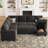 Shavera Velvet L Shaped Sectional Sofa Bed Sleeper Couch With Storage Ottoman-100585105