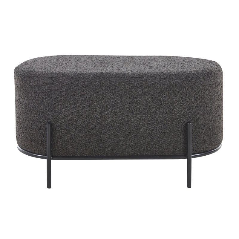 Ajmail 80cm Wide Oval Footstool Ottoman, Anthracite
