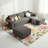 106.5" L-Shaped Corduroy Compression Sofa with Ottoman, No Assembly Required, Foam & Independent Pocket Springs-1458341024-1458341027