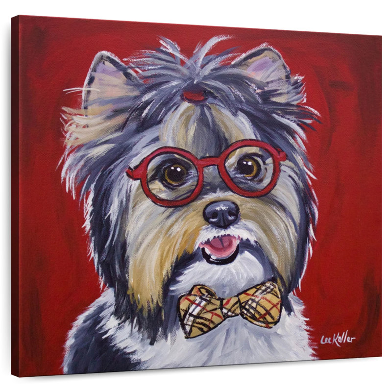 Crowle Yorkie lunettes et nœud papillon, H 16 po x l 16 po