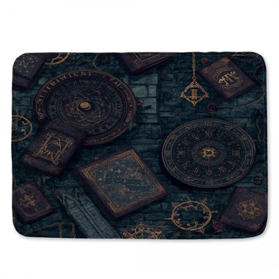 Tapis de bain livres et symboles mystiques