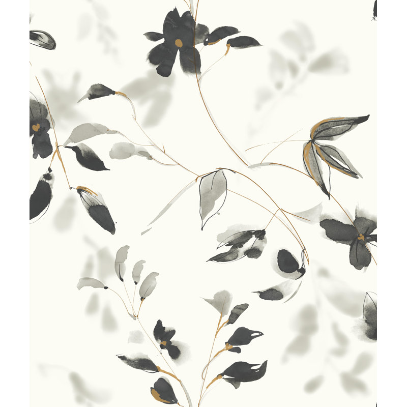  Rouleau de papier peint L 33 pi x l 20,5 po Linden Flower, L 33 po x l 20,5 po, Noir
