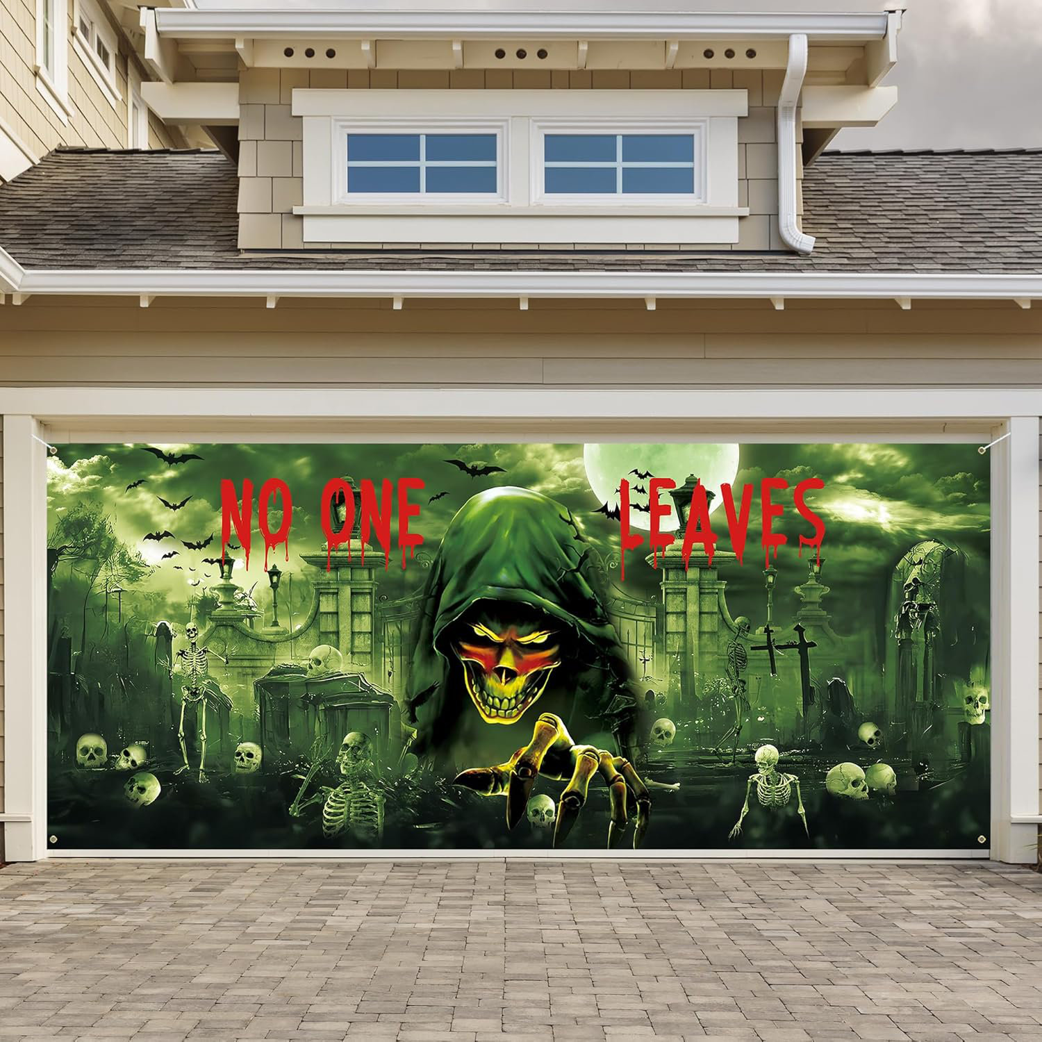 The Holiday Aisle® Scary Halloween Garage Door Decorations, No One