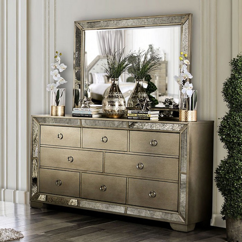 Commode 8 tiroirs avec miroir Depew