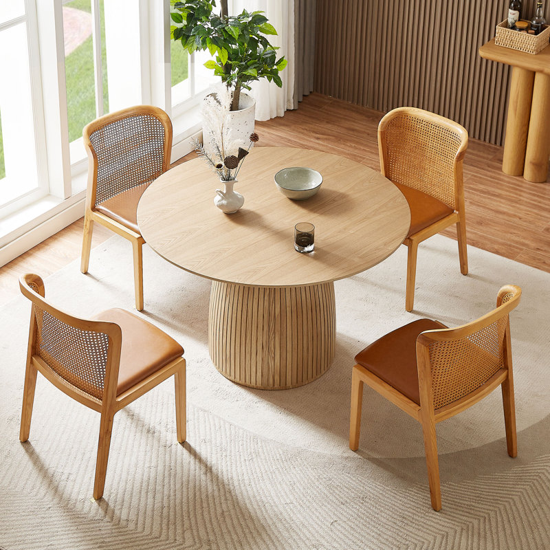 47.24" MDF Dining Table, Oak Wood